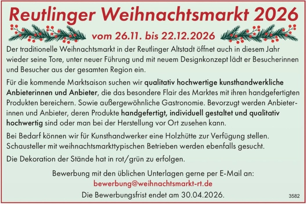Weihnachtsmarkt Bewerbung